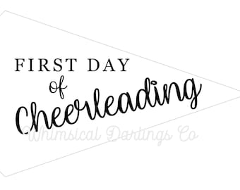 First Day of Cheerleading Pennant Flag Printable // First day of cheerleading flag