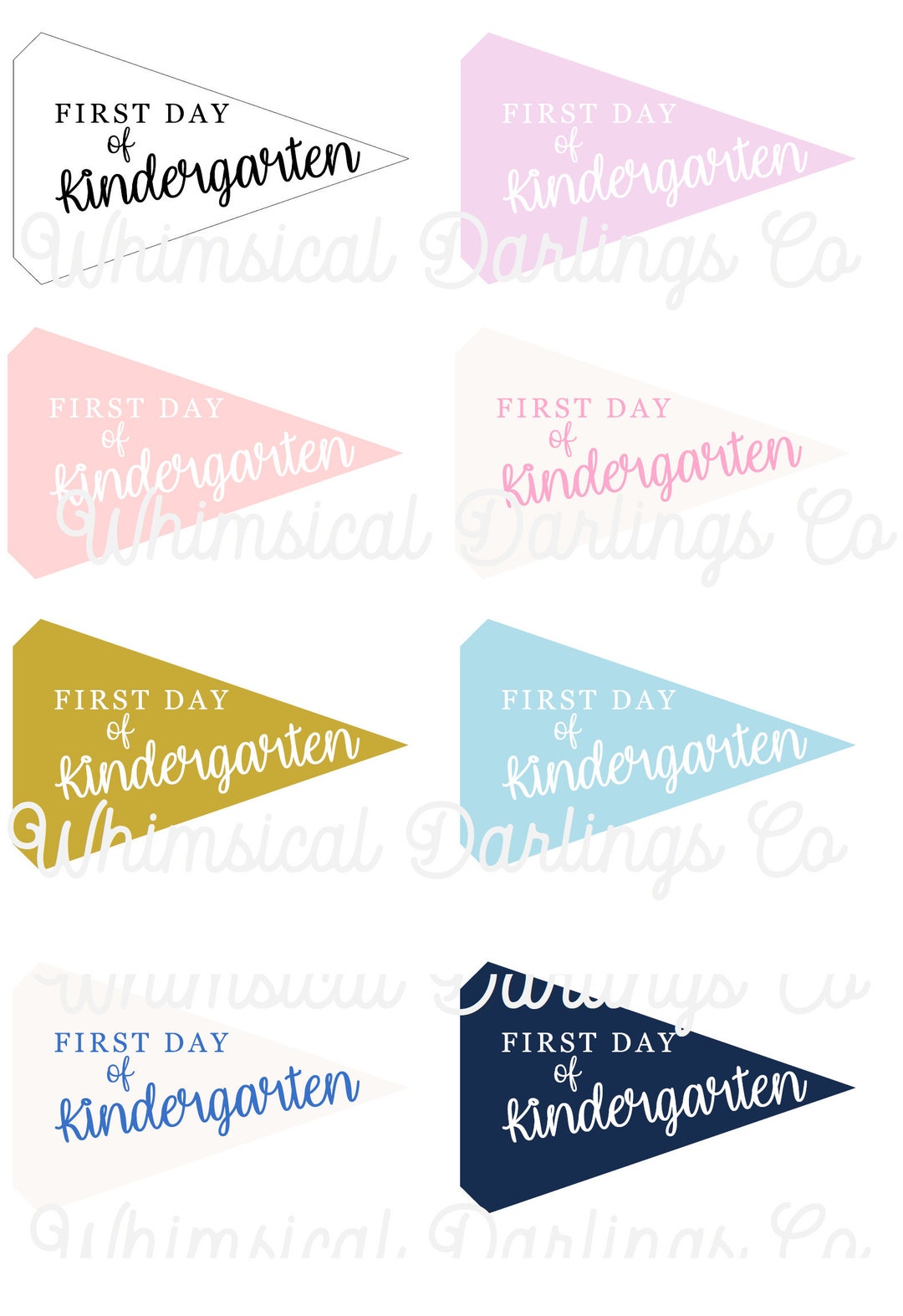 First Day of Kindergarten Pennant Flag Printables // First Day - Etsy