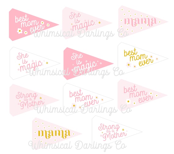 Mother's Day Pennant Flag Printables // Mothers Day Flag | Etsy