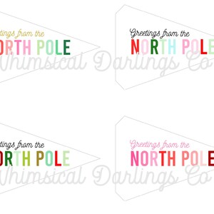 Greetings from the North Pole Flag Printables // Holiday Christmas flags // Christmas Pennant Flags image 2