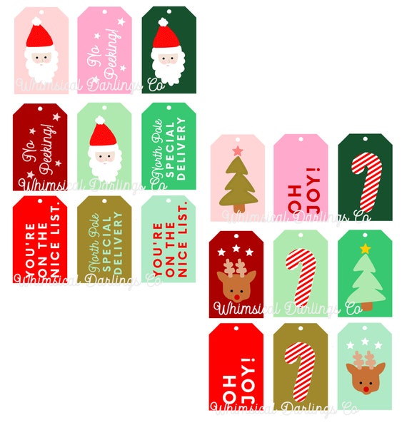 Christmas Gift Tags // Holiday Gift Tags // Christmas Flags // Printable  Christmas Tags // Printable Christmas Gift Tags 