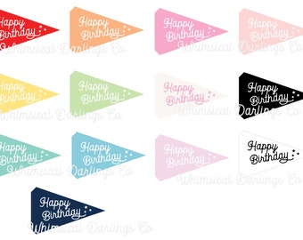 Happy Birthday Pennant Flag Printable // Happy Birthday Flag // Birthday Girl Flag // Birthday Boy Flag