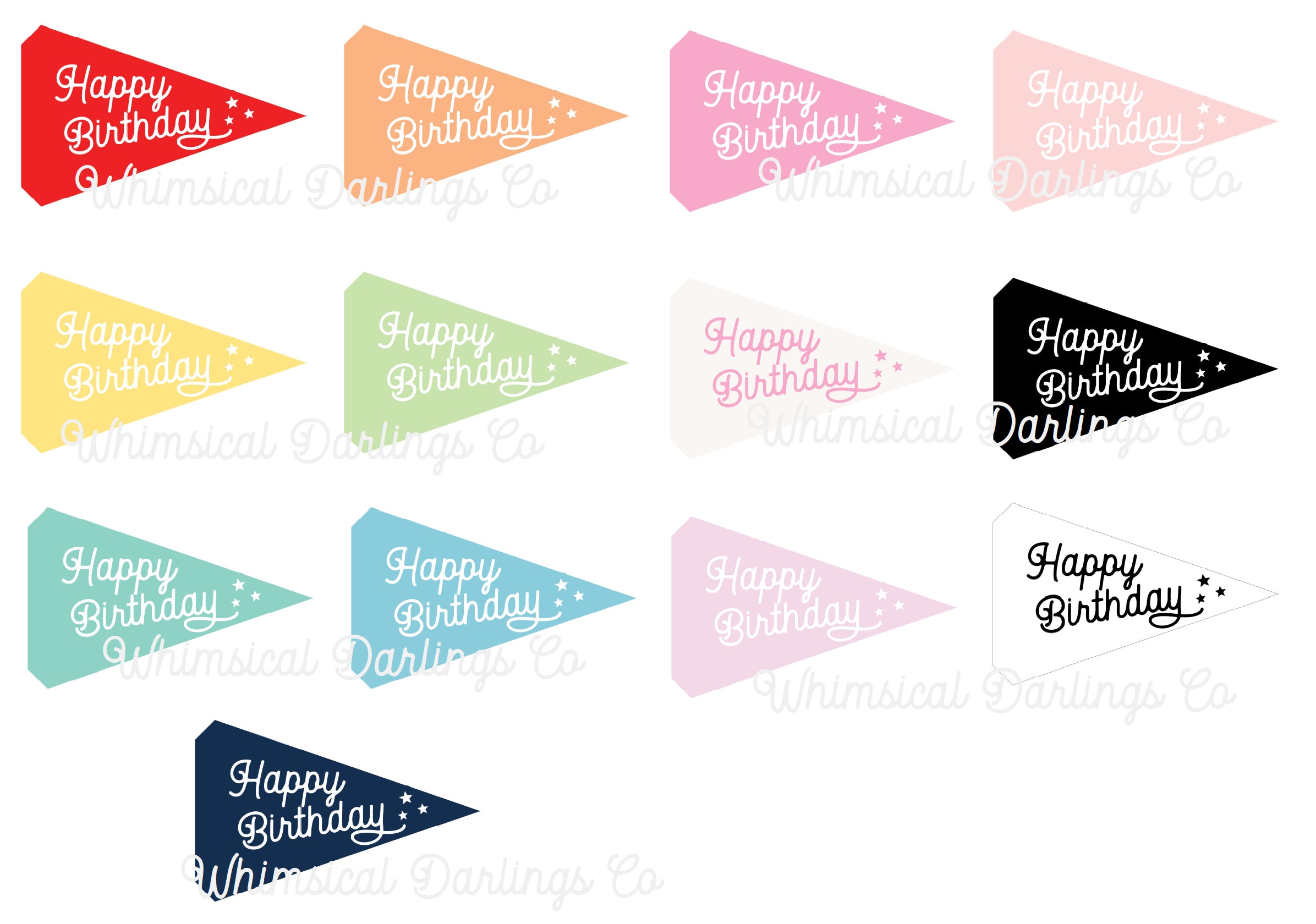 Happy Birthday Pennant Flag Printable // Happy Birthday Flag // Birthday Girl Flag // Birthday Boy Flag