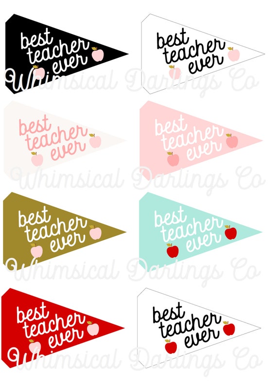 Best Teacher Ever Pennant Flag Printable // Teacher - Etsy