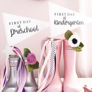 First Day of School Flag PRINTABLES - preschool through 6th grade
