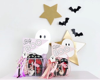 Little Boo Big Boo wimpel vlag afdrukbaar//Halloween wimpel vlag//grillige Darlings Co x @mama.jots samenwerking vlag