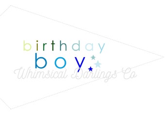 Birthday Boy Printable Pennant Flag - Blues/Greens