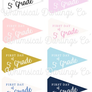 First day of Fifth Grade Pennant Flag Printables // First Day of School Flag // First Day of School Pennant