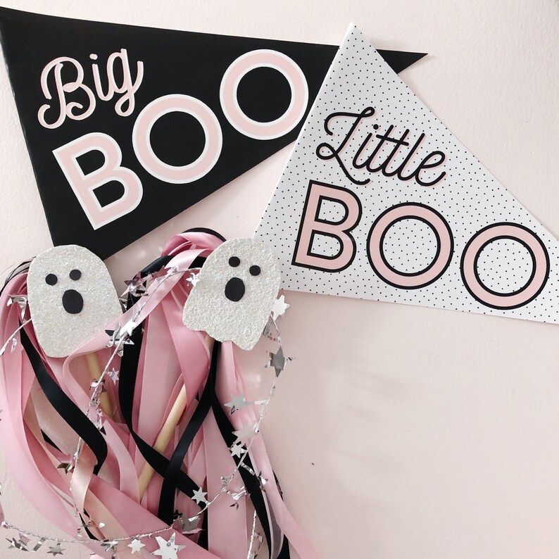 Little Boo Middle Boo Big Boo Pennant Flag Printable // Halloween ...