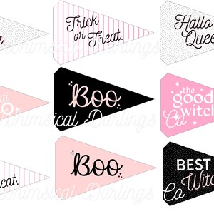 Pink Halloween Pennant Flag Printables