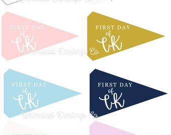 First day of TK Pennant Flag Printables // First Day of School Flag // First Day of School Pennant