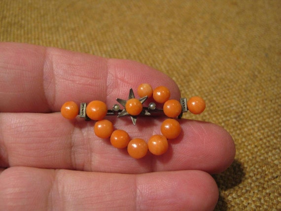 Superb Antique Art Nouveau Gold Plated Coral Star