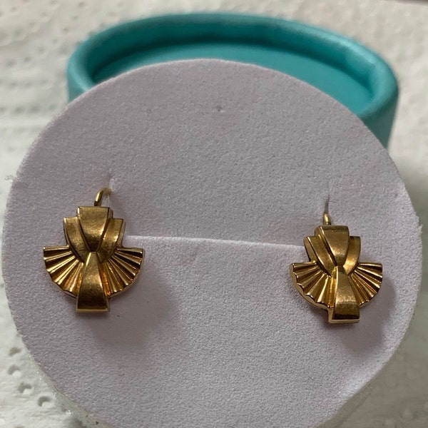 SPECIAL OFFER Splendid Art Deco Gold Plated French Dormeuse Earrings.