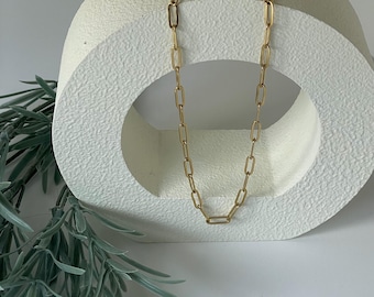 Gold Plated, Paperclip Necklace, Chain Link Necklace, "Linked in Grace"