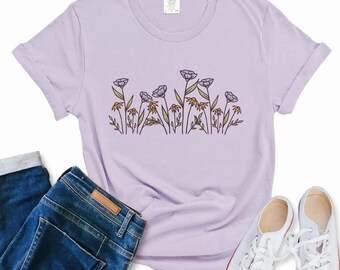 Boho Floral T-Shirt: Soft Cotton Unisex Tee - Nature Lover Gift
