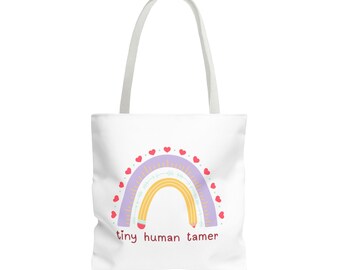 Tiny Human Tamer-draagtas: regenboogontwerp, cadeau leraar/moeder