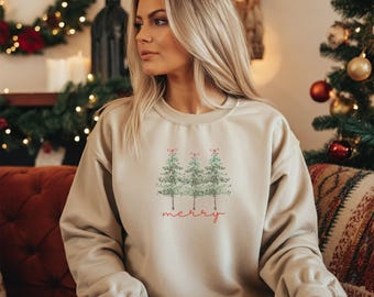 Merry Tree-sweater: uniseks gezellige kerst ronde hals