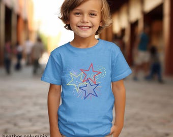 4th of July Kids Tee: Colorful Star Print, Summer Style