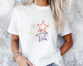 4th of July Star Print T-Shirt: Unisex Patriotic Tee