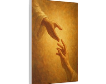 Christ's Hand, "Divine Touch across the Divide" Canvas Art, Fine Art Print, Home Decoration, Gift for Faith, Religious Art