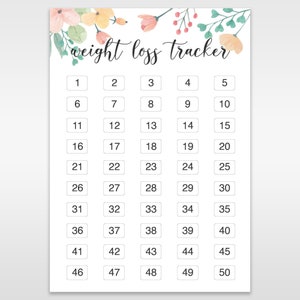 A4 Weight Loss Tracker 50lbs Loss Digital Print