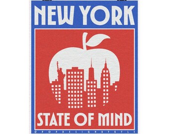 Estado mental neoyorquino / Lámina artística original de 20 x 25 cm (8" x 10") con diseño de la ciudad de Nueva York