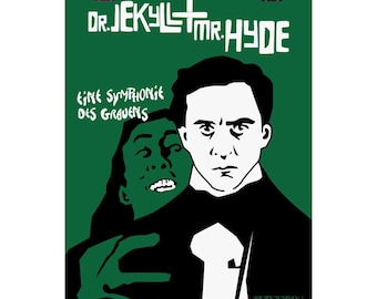 Dr. Jekyll y Mr. Hyde / Impresión artística de película de terror vintage con diseño original de 8”x10”