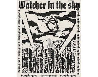 Vigilante en el cielo / Impresión artística original de 8” x 10” con el título de la canción Ghost