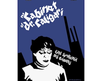 Impresión artística de película de terror vintage con diseño original de El gabinete del Dr. Caligari, 8”x10”