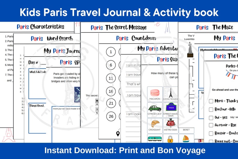PARIS Kids Activity Book & Travel Journal - Etsy