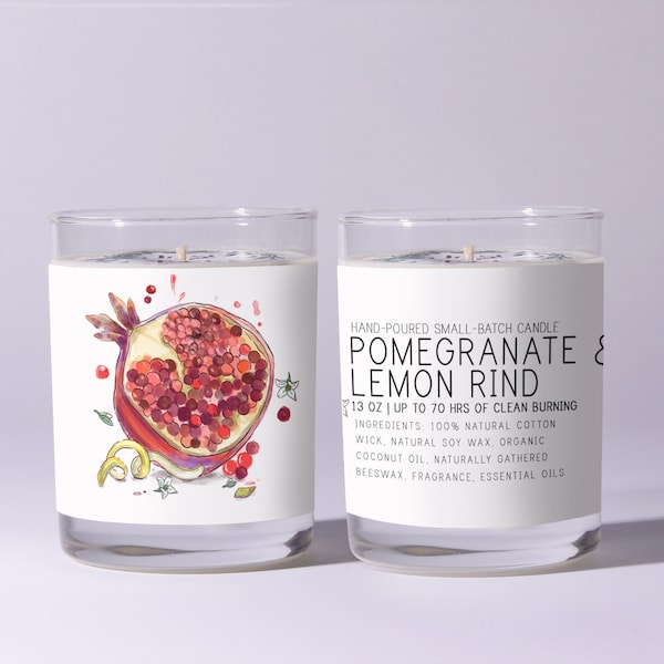 Pomegranate and Lemon Rind - Just Bee Candles - Soy Candle | Scented Candles | Scented Soy Candle | Natural Candle