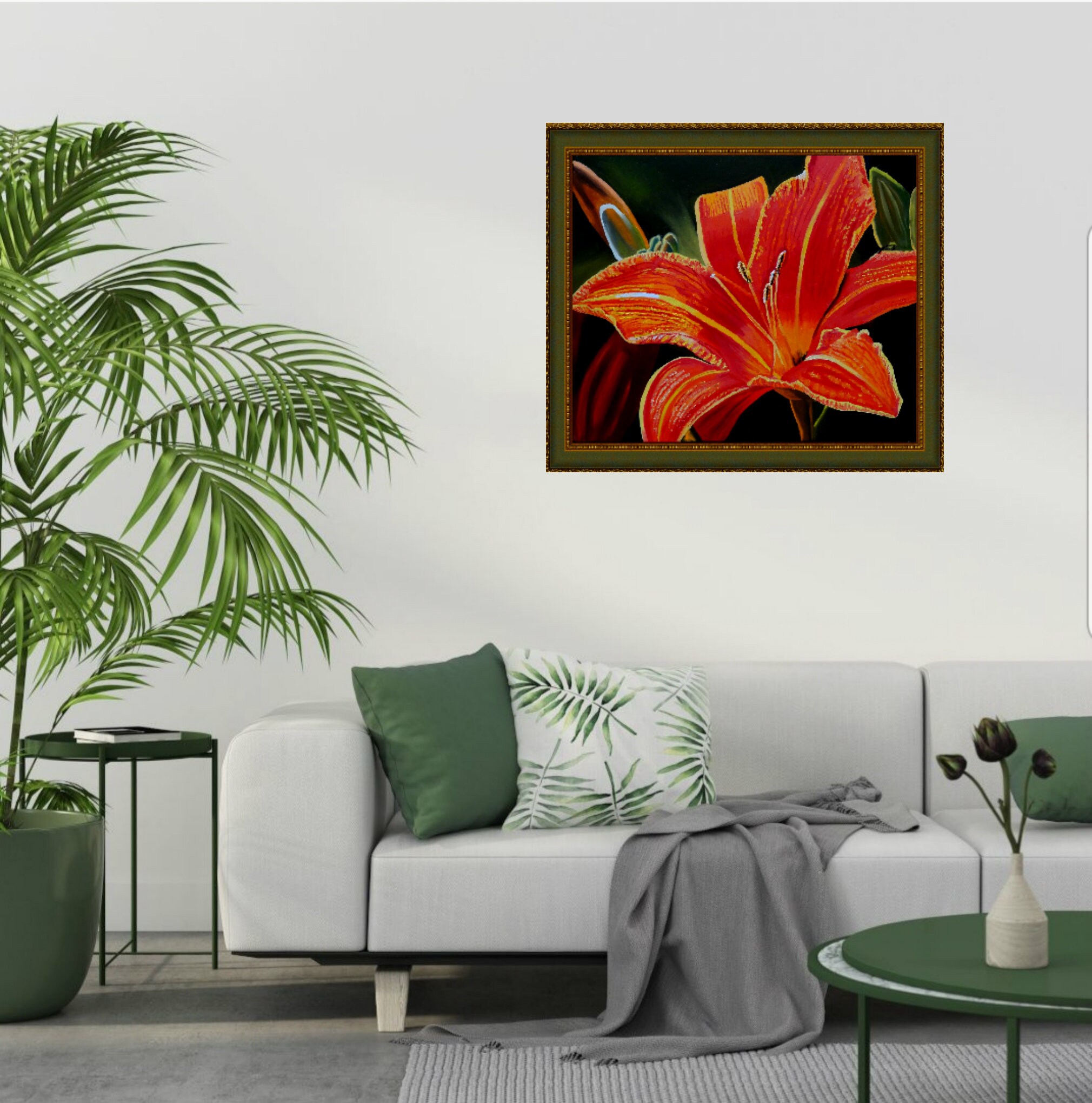 Lily Painting Flower Original Art Floral Wall Art Photorealist Etsy
