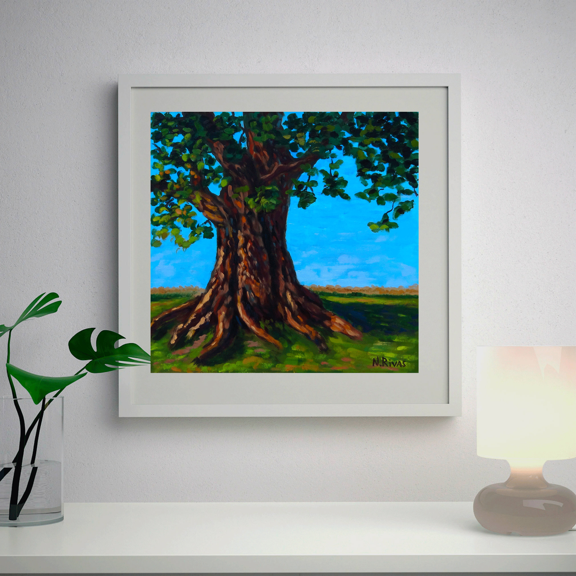 Oak Tree Painting Landscape Original Art Tree Wall Art Decor Etsy