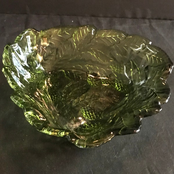 Green Carnival Glass Candy Dish Etsy