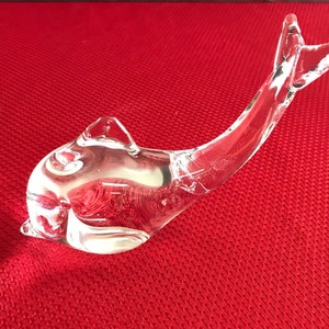 Vintage Heavy Glass Whale Sculpture