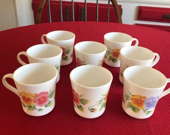 Vintage Corning Ware Coffee Cups - Summer Blush Pansy Set of 4