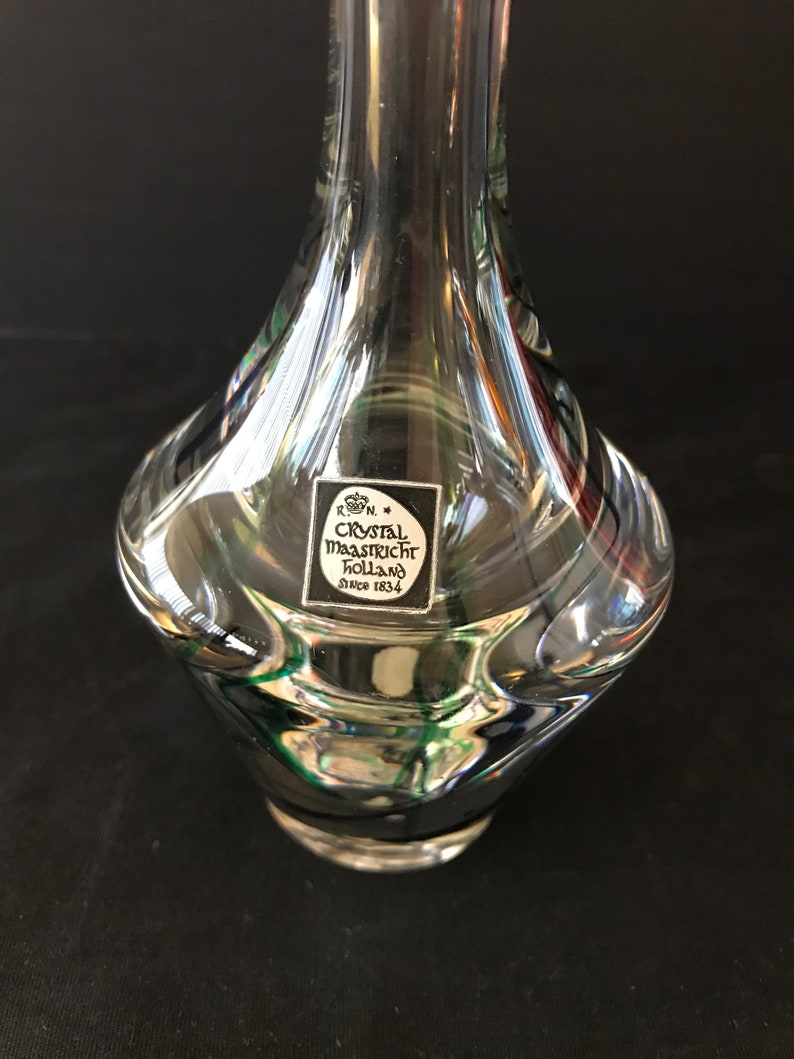 Vintage Crystal Amethyst Blown Vase Maastricht Holland Labeled and Signed by Max Verboeket Etsy