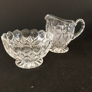 Vintage Lead Crystal Sugar and Creamer with Matching Tray