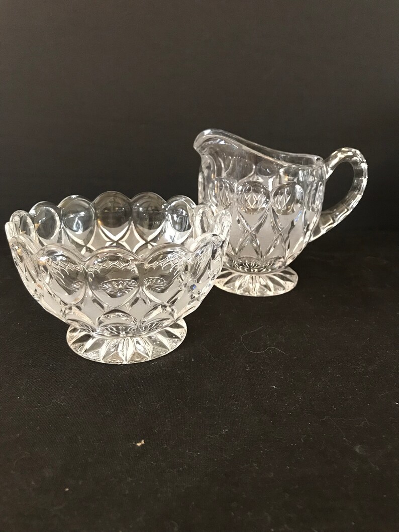 Vintage Lead Crystal Sugar and Creamer With Matching Tray Etsy