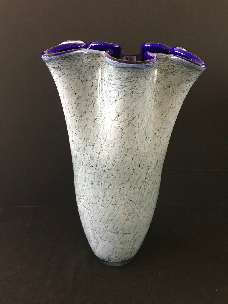 Vintage Cased Art Glass Ruffled Vase Etsy