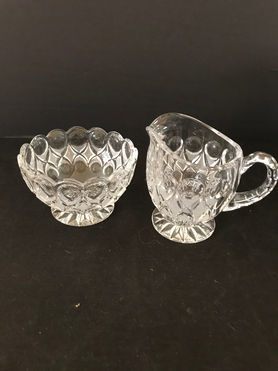 Vintage Lead Crystal Sugar and Creamer With Matching Tray Etsy