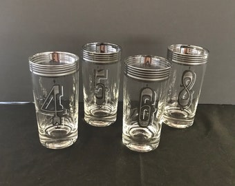 Vintage Rare Mid Century Modern Numbered Silver-Gold High Ball Glass from the 1960,s # 4,6,8 Available