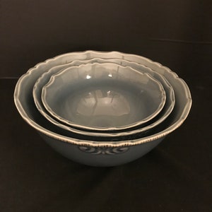 Vintage Rare Home Trends Blue Nesting Bowls