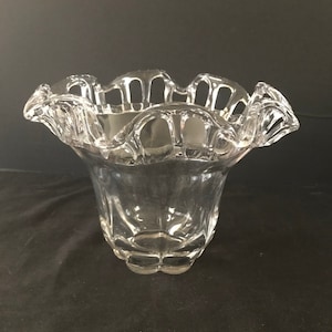 Vintage Duncan Miller Centerpiece Bowl with Lace Edge Crystal Clear Elegant Glass