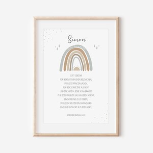Regalo de bautizo, autoimpresión, PDF, regalos personalizados, imagen habitación infantil, archivo de impresión, carta de padrinos, bautizo, individual, arco iris