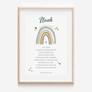 Regalo de bautizo, autoimpresión, PDF, regalos personalizados, imagen habitación infantil, archivo de impresión, carta de padrinos, bautizo, individual, arco iris
