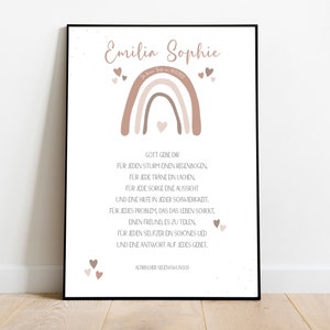 Christening gift, self-print, PDF, personalized gifts, picture children's room, print file, godparent letter, baptism, individual, rainbow