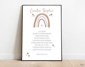 Christening gift, self-print, PDF, personalized gifts, picture children's room, print file, godparent letter, baptism, individual, rainbow