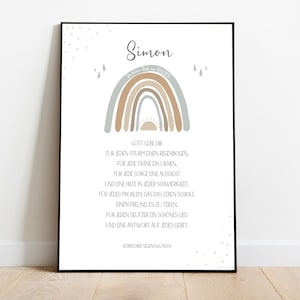 Regalo bautizo, arcoíris, PDF, regalos personalizados, cuadro habitación infantil, archivo para imprimir, carta padrinos, bautizo, individual, sol, lluvia