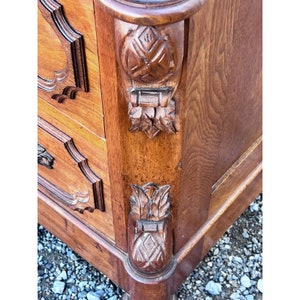 Antique Victorian Black Walnut Carved Chest of Drawers image 6